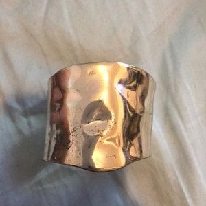 Sequin silver hammer plated cuff bracelet